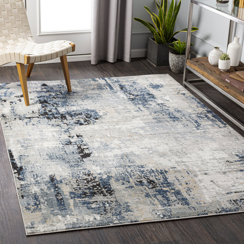 17 Stories Abstract Navy, Grey Area Rug & Reviews